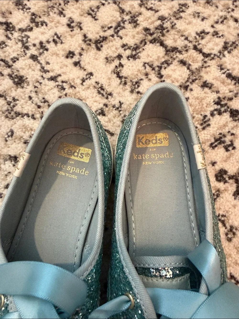 kate spade x Keds Glitter Ribbon Lace Sneakers - Aqua